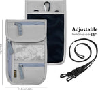 Travel Neck Wallet, RFID Blocking Passport Holder with Adjustable Neck Strap for Men and Women to Keep Cash, Credit Cards and Travel Documents Safe - Grey