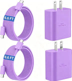 45W Super Fast Charger USB C Android Phone Type C Charger Fast Charging Block with 6.6FT Cord for Samsung Galaxy S26/S26 Ultra/S26+/S25 Ultra/S25/S24 Ultra/S24/S23 Ultra/S22/S21/S20/Note 10, Purple