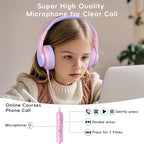 Candy Bila Kids Wired Headphones for Kids with Microphone, 85/94dB Volume Limiter Headphones for Girls Boys, Light Purple