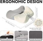 18x16 Inch Gray Memory Foam Seat Cushion for Office Chair, Car Seat, Airplane, Bleacher - Sciatica & Hip & Coccyx Pain Relief Desk Chairs Cushions for Long Sitting Peoples