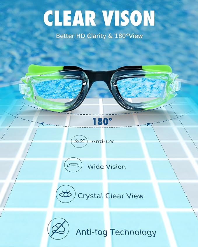 Aegend Swim Goggles for Kids Youth 3-14 Anti-Fog Anti-UV Comfort Fit Goggles for Swimming