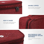 ORIENT FAMULAY Travel Electronics Organizer, Waterproof Cable Organizer Bag for Electronic Accessories Double Layer Large Shockproof Cable Storage Bag for Cord, Power Bank, Tablet(Up to iPad 11 inch) - Wine Red