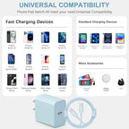 10FT iPhone 17 16 15 Charger Fast Charging USB C Charger Block Type C Chagrer Fast Charging 2-Pack for iPhone 17/17 Plus/17 Pro/17 Pro Max/iPhone 16/16 Plus/16 Pro/16 Pro Max/15/15 Pro Max(Blue)