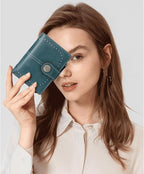 Small Wallet for Women Bifold Credit Card Holder RFID Blocking with Zipper Pocket