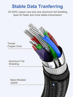 USB 3.0 Cable 1FT 2-Pack, Short USB A Male to Male Cord Double Sided Cable Compatible with Hard Drive, Laptop Cooler, DVD Player and More