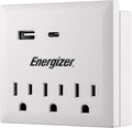 Energizer Multi Plug Wall Outlet Extender (3 AC Power Outlets, 1 Type C Port, 1 USB A Port - 2.1A Total) Grounded Power Strip Expander