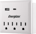 Energizer Multi Plug Wall Outlet Extender (3 AC Power Outlets, 1 Type C Port, 1 USB A Port - 2.1A Total) Grounded Power Strip Expander