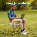 Portable Folding Camping Stool - 1.4Lbs Ultra Lightweight, 220Lbs Heavy Duty, Reinforced Steel Frame, Quick Deploy for Hiking Fishing Camping & Outdoor Events (Beige)