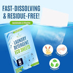 Eco-Friendly 80 Loads Ultra Concentrated Laundry Detergent Sheets Stain-Fighting Enzymes & Plant Powered, Washer Sheets, Space Saving, Travel Friendly for Hot/Cold Cycles - Pack of 2