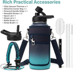 DYSANKY Insulated Water Bottle | Thickened Stainless Steel Vacuum Metal | Portable Sports Water Jug for Gym and Hiking with Straw, Carrier Bag, Handle Strap | BPA-Free 32 oz