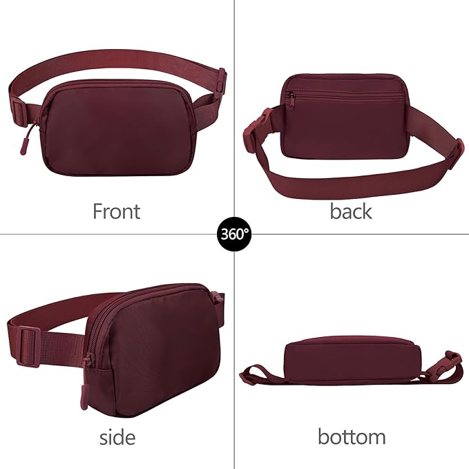 Fanny Pack Crossbody Bag for Women and Men, Belt Bag for Hiking Bum Bag with Adjustable Strap,Casual Cell Phone Pouch?Waist pack for Running Workout Sports Travel Burgundy
