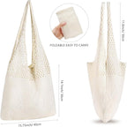 WantGor Crochet Bags, Beach Mesh Tote Bag Womens Shoulder Shopping Handbag Casual Travel Totes Bag Foldable Hobo Bags