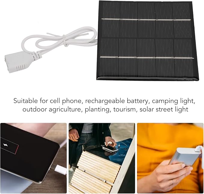Alomejor Portable Solar Charger,efficient 1.2W 5V mini polycrystalline Solar Panel USB for Travelers Hikers Campers Emergency Outdoor use