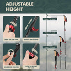 GPTCAMP Walking Sticks,Trekking Poles Collapsible Hiking Poles,Lightweight Folding Travel Walking Pole for Men Women,2pc Adjustable Hiking Stick with EVA Foam Grips for Backpacking