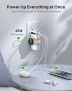 BREEKET Nano Power Bank, 10000mAh Portable Charger with Built-in Cables & Wall Plug, 5 Outputs 22.5W USB C Fast Charging Travel Battery Pack for iPhone 17/16/15/14, Apple Watch Ultra/11/10/9/8/7/6/SE