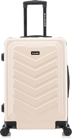 US ARMY Fox 24 inch Hardside Luggage with Spinner Wheels | Lightweight Medium Suitcase for Shorter Travel | Chevron Icon, Gel Handle, Side Studs, Retractable Trolley, Heavy Duty | Sand