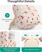 BAGSMAT Womens Backpack Small Travel Laptop Backpack for Women, Quilted College Laptop Bookbag, Work Back Pack for Women, Cute Computer Water-Resistant Casual Daypack,Strawberry Print