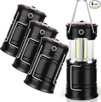4 Pack Lantern Camping Essentials Lights, Led Flashlight for Power Outages, Tent Lights for Emergency, Survival Gear and Supplies for Hurricane, Rechargeable and Battery Powered Operated Lamp
