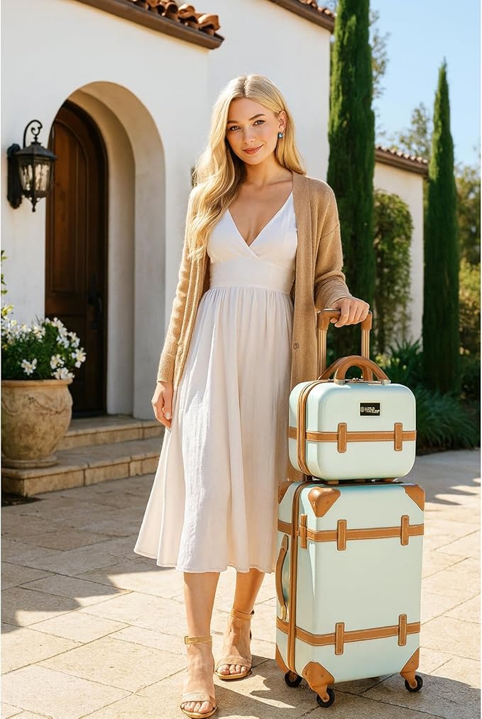 World Traveler VentureX Airline Approved 2-Piece Carry-On Luggage Set – Lightweight Hardside Polycarbonate Suitcase with Spinner Wheels - Gatsby Mint