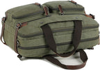 CROCOD 3 In 1 Canvas Convertible Laptop Bag for Men Women, 17.3 inch Laptop Messenger Bag Work Briefcase, Computer Shoulder Bag for Travel Business Office (Green, 17.3 Inch)