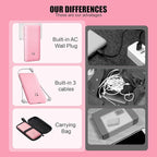 Q Portable Charger with Built-in Cables and AC Wall Plug, USB C External Battery Pack, 10000mAh Travel Essentials Power Bank Compatible with iPhone 16/15/14/13, Samsung Galaxy, Pixel,Tablet and More