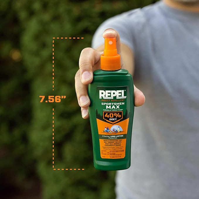 Repel Insect Repellent Sportsmen Max Formula Pump Spray 40 Percent DEET, 6 Ounces, Long-Lasting Insect Repellent Spray Repels Mosquitoes, Ticks, Gnats, Biting Flies, Chiggers And Fleas, 12 Pack