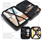 22 Inch Carry On Luggage 22x14x9 Airline Approved, Carry On Suitcase with Wheels, Hard-shell Carry-on Luggage, Durable Luggage Carry On, Jet Black Small Suitcase with Cosmetic Carry On Bag