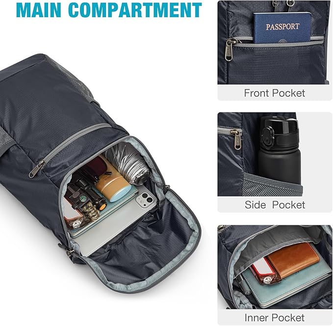 G4Free Lightweight Packable Hiking Backpack for Men Women Small Hiking Daypacks Foldable Shoulder Pack Casual Outdoor Bag 11L
