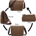Evergoo Vintage Messenger Bag Unisex Shoulder Bags Canvas Satchel Cross Body Work Satchel Briefcase for 15.6 Inch Laptop