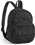 BAGSMART College Laptop Backpack, Travel Backpack for Women, Quilted Casual Daypack, Water-Resistant Bookbag, Mini-9.7 inch, Classic Black