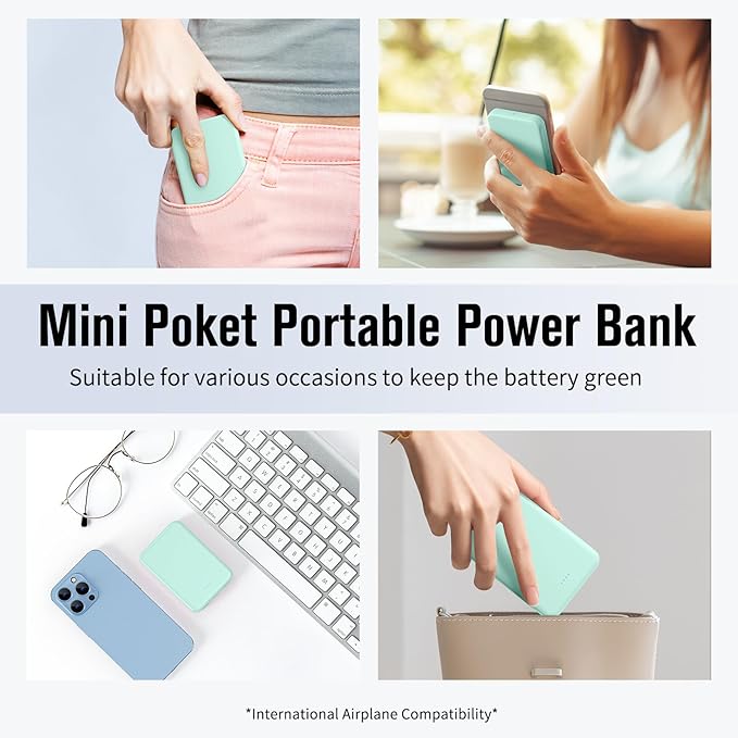 S22 Portable Charger, Mini Colorful Power Bank, PowerNano, 5000mAh External Battery Pack Compatible with iPhone 15/14/13/12/11/X All Series and Android Phone