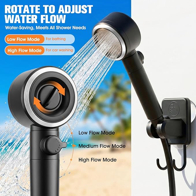 2026 Upgraded Portable Camping Shower with Portable Shower Pan,10000Mah Rechargeable Portable Shower Head with Camp Shower Floor,Outdoor Shower Pan with Drain Hose,5 Spray Portable Shower Pump