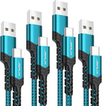 JSAUX USB C Cable 4-Pack [10ft+6.6ft+3.3ft+3.3ft], iPhone 16 Charger USB A to Type C Fasting Charging Cord Compatible with iPhone 16/16 Pro/16 Pro Max/15, Samsung Galaxy S24 S23 S22 Note 20 10 Green