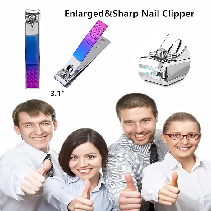 Manicure Set Nail Clipper Set Women Men Travel Manicure Kit Nail Clipper Kit Personal Care Tools with Case Fingernail Clippers Manicure Pedicure Tools Grooming Kit Gifts for Women Men Teens Family