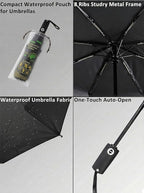 BAODINI Compact Travel Umbrella Small Windproof Auto Open Close for UV Sun Protection UPF 50+ and Rain Fits Backpack Purse & Suitcase