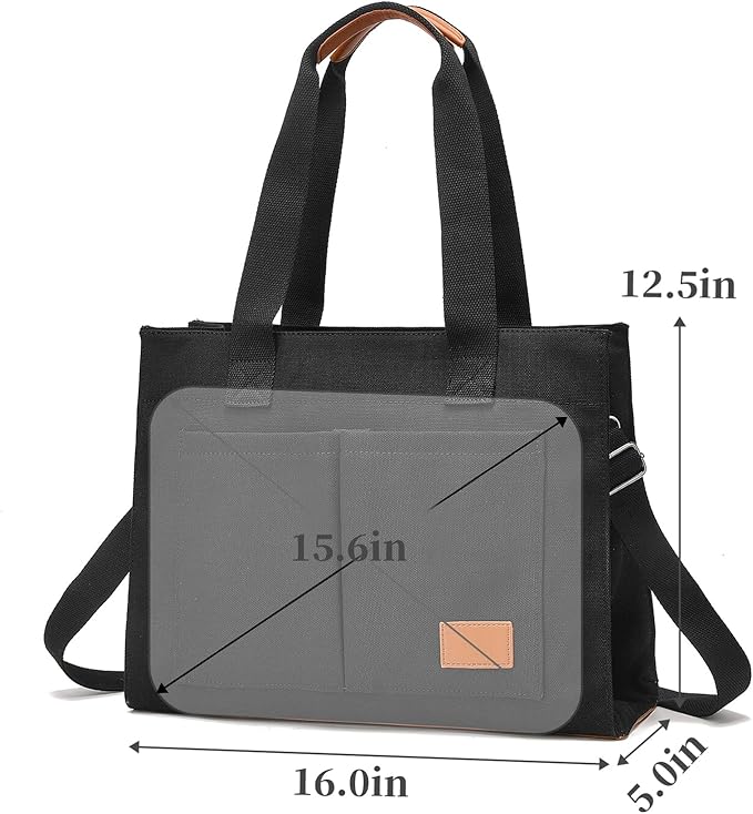 Canvas Laptop Tote Bag for Women | Pockets, Stands Upright, Convertible