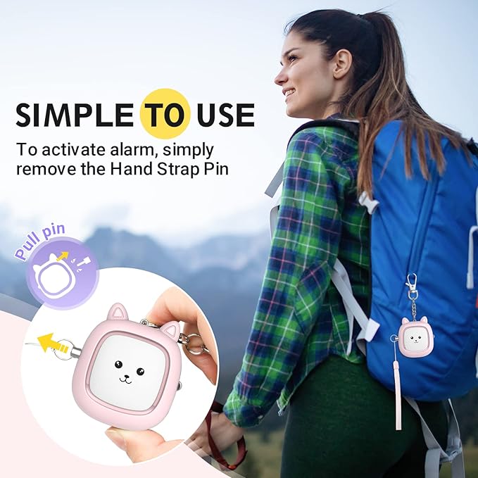 Safe Sound Personal Alarm, 130 dB Loud Siren Song Emergency Security Alarm Keychain with LED Light, Personal Sound Safety Siren for Women, Men, Children, Elderly(Pink)