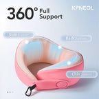 KPNEOL Travel Pillow, 100% Pure Memory Foam Travel Neck Pillow Airplane Neck Support Ergonomic Design for Traveling Suitable for Airplanes,Offices and Cars-Cooling Silk Pink