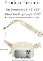 YOSHUYUKI Cross Body Fanny Packs for Women Men Fashion Waist Bag Pouch Nylon Small Travel Crossbody Bags Mini Purse Everywhere Belt Bag Bum Bag with Adjustable Strap for Workout Running Hiking Ivory