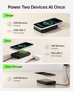 Belkin MagSafe Power Bank 10,000mAh, Qi2.2 25W Portable Charger w/Kickstand, Magnetic Back Supports MagSafe Accessories, Digital Display, Wireless Charging Battery Pack for iPhone 17, Pixel - Black