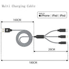 Xnewcable Multi Charging Cable 6ft 2Pack 3 in 1 Charger Cord, Multiple Rapid Nylon Braided Cable USB Charging Cable Multi Phone Charger Cord with Type C Micro Lightning USB Connectors for Cell Phones