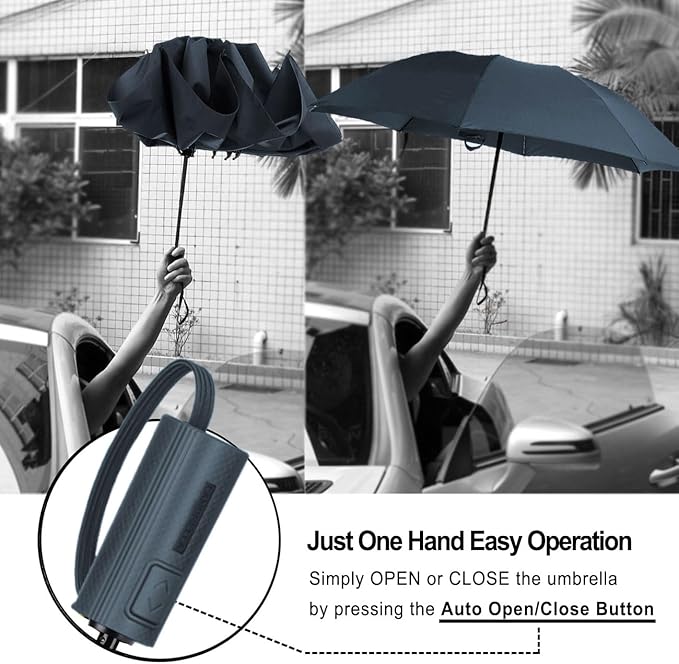 LANBRELLA Umbrella Windproof Compact Travel Umbrella Auto Open Close for Rain