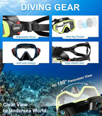 Aegend Snorkeling Gear for Adults Youth Kids, Snorkel Mask with Top Dry Valve - Panoramic View Anti-Leak and Anti-Fog with Mesh Bag for Snorkeling, Scuba Diving, Freediving & Swimming