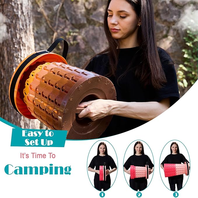 Spisces Upgraded Collapsible Stool with Cushion, 1000 lbs Capacity & 19.7-in High, Wider & Taller Heavy Duty Portable Telescoping Foldable Seat for Adults Camping, Travel, Music Festivals, Outdoors