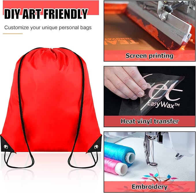 Grneric 60 Pieces Drawstring Backpack Bulk Cinch Sackpack Ployster Drawstring Bags for Gym Party Trip(Red)