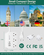 European Travel Plug Adapter, US to UK Europe Power Strip for EU/UK/US with USB C, 3 USB Ports 3 AC Outlets, 3ft Extension Cord, International Travel Power Strip, Type C for Europe EU Germany France