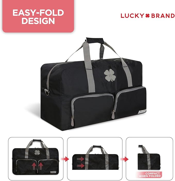 Lucky Travel Duffel Bags 85L, Gym Bag, Travel Bag & Large Duffle Bag for Men, Foldable Overnight Weekender Bags for Women & Men with Adjustable Shoulder Strap, Black