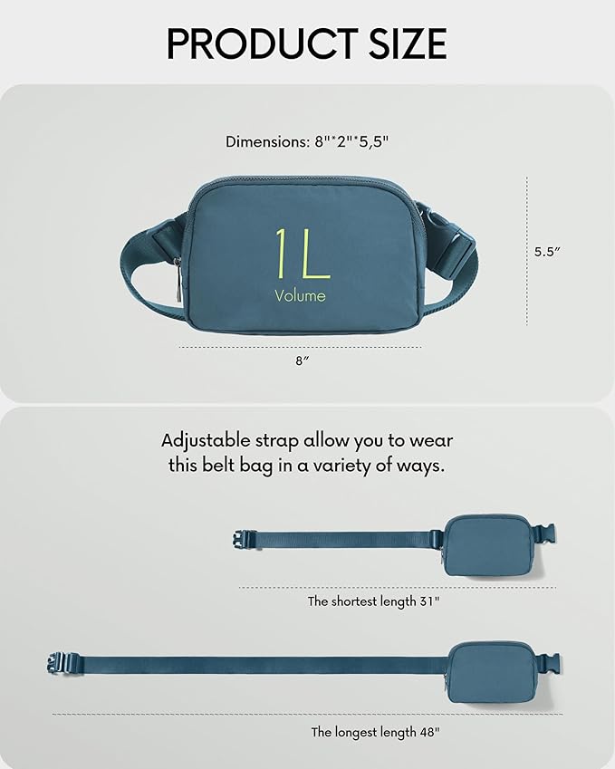 ODODOS Unisex Mini Belt Bag with Adjustable Strap Small Fanny Pack for Workout Running Traveling Hiking, Blue