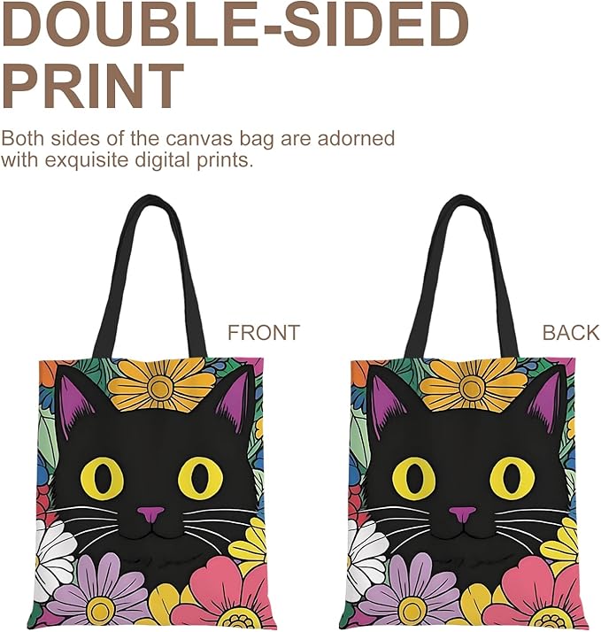 ANNA QUEEN Cat Tote Bag Shoulder Bag Handle Bag for Gym Yoga Picnic Beach Kitchen Reusable