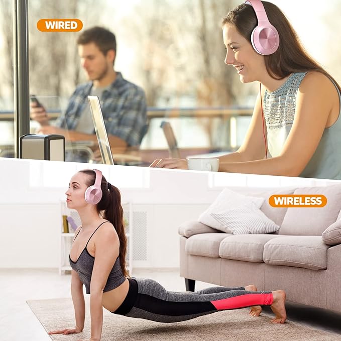 Rydohi Wireless Bluetooth Headphones Over Ear 68H Playtime HiFi Stereo Headset with Microphone and 3EQ Modes Foldable Bluetooth V5.3 Headphones for Travel Smartphone Computer Laptop